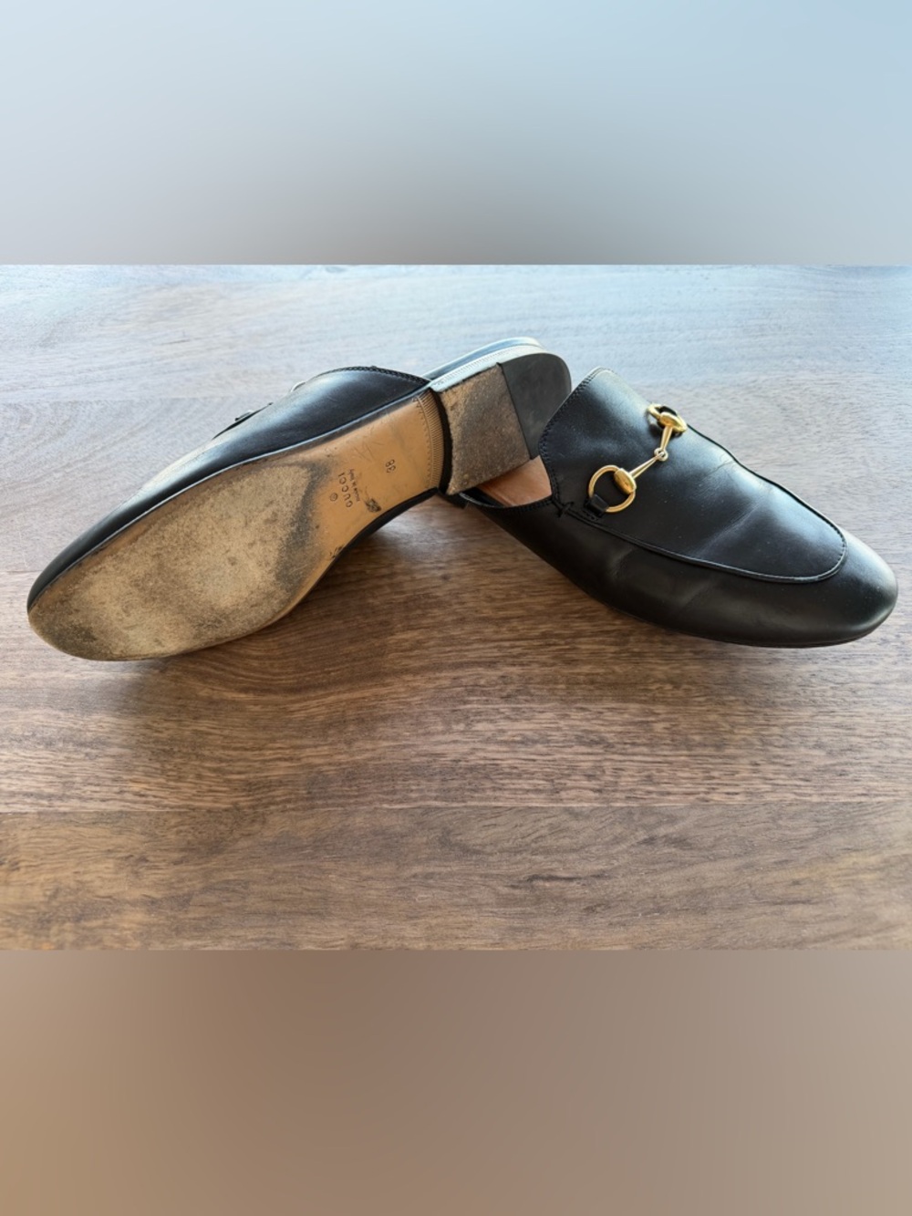 Gucci Black Leather Horsebit Princeton Mule Loafers 38 - Picture 3 of 4